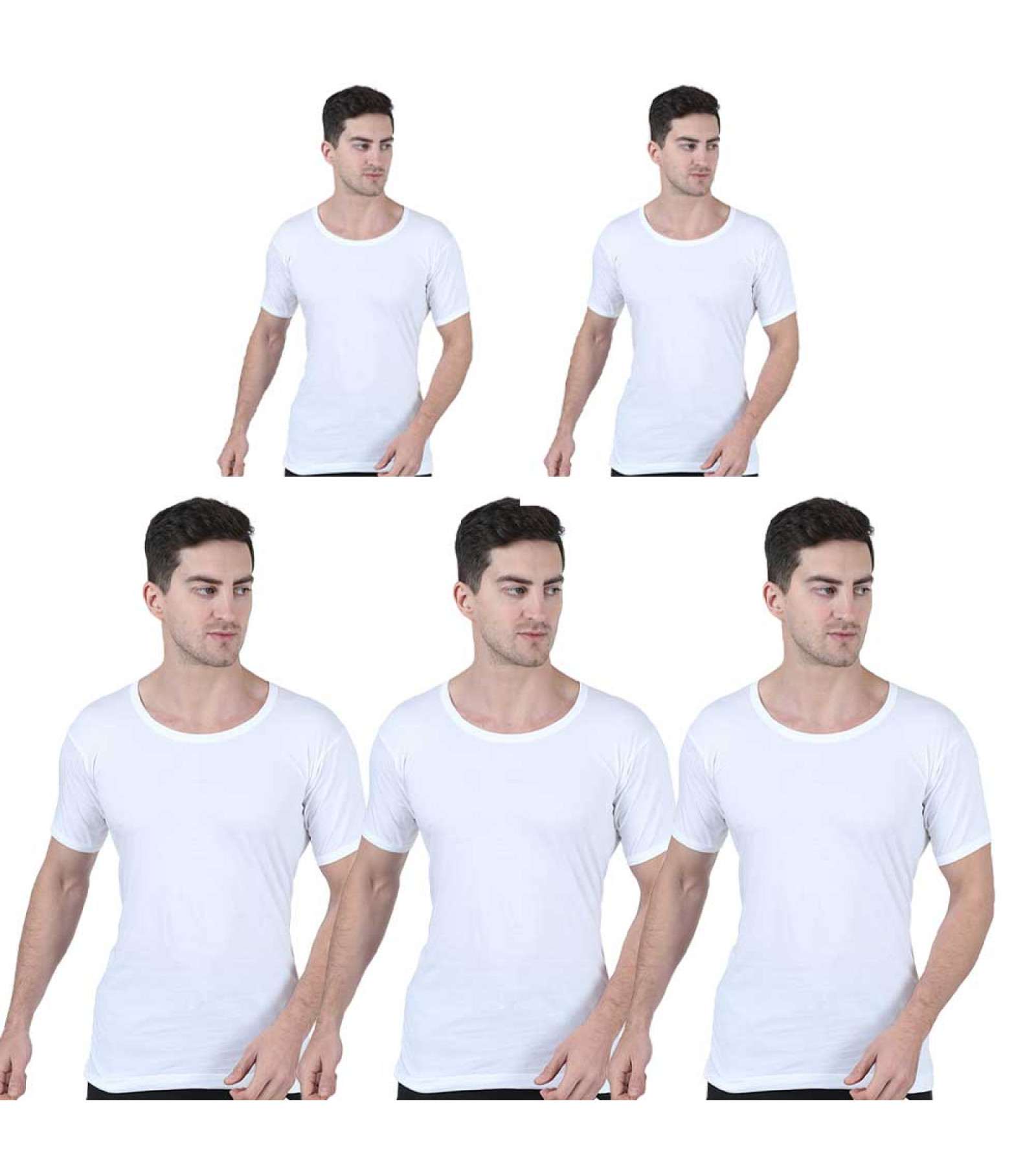 Men's Cotton RNS Vest Combo Pack of 5 White